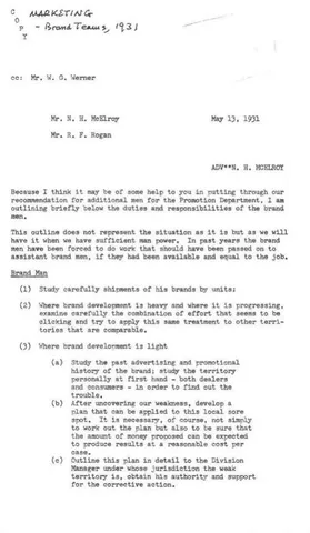 neil mcelroy brand man memo 1931
