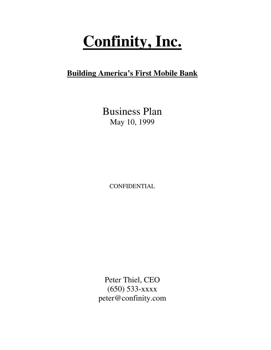 Paypal Confinity Wallet Banking Business Plan · slide 1