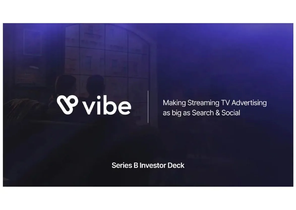 Pitch deck: Vibe raises $50M, offers streaming TV ad platform using AI · slide 1