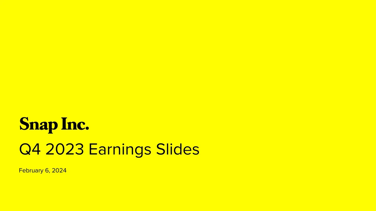 Snap Inc | Results Presentation Deck | 26 slides · slide 1