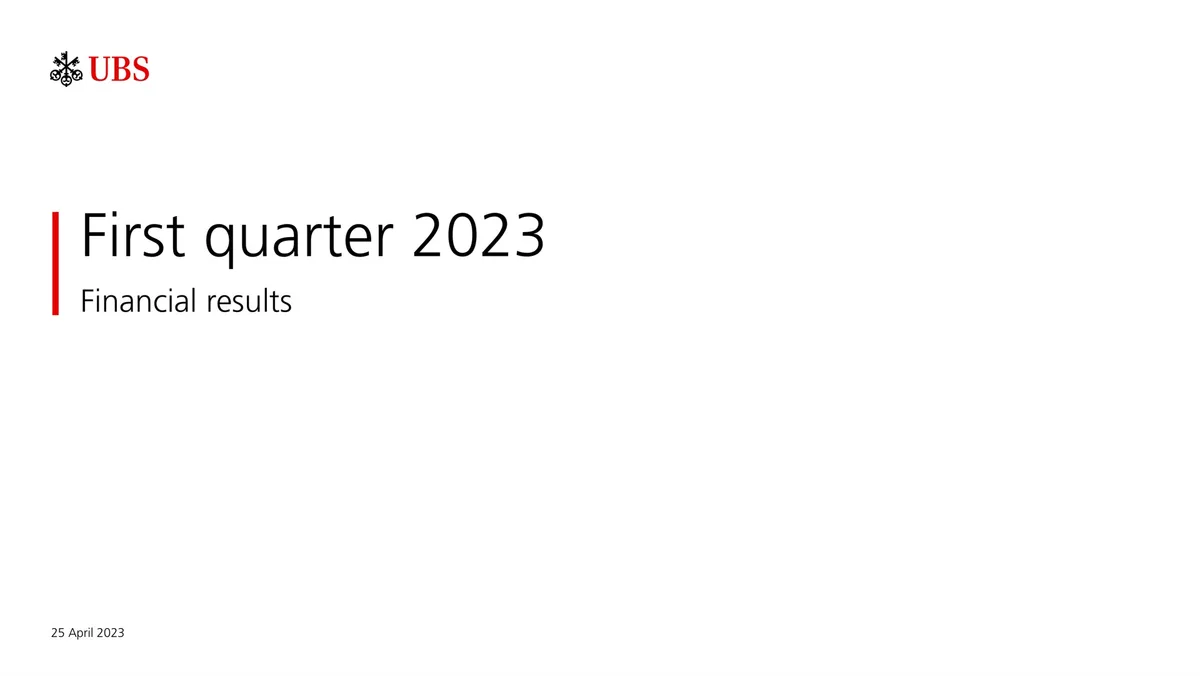 UBS | Results Presentation Deck | 28 slides · slide 1