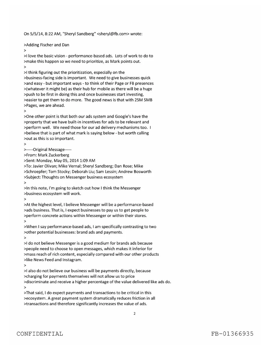 The slide is a raw text copy of an email chain from May 2014.