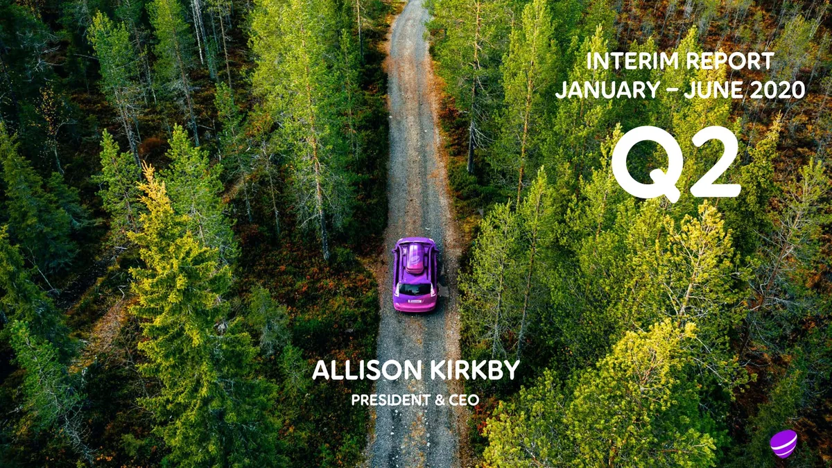 The slide features a scenic aerial view of a car on a forest road, serving as a thematic background.