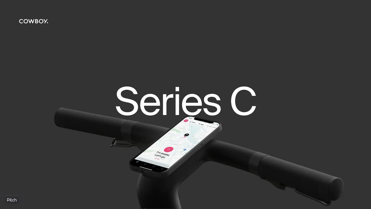 Check out the 30-slide pitch deck Cowboy;; an e-bike startup;; used to raise $80 million in a round backed by Tiger Global · slide 1