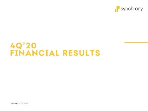 Synchrony Financial | Results Presentation Deck | 16 slides