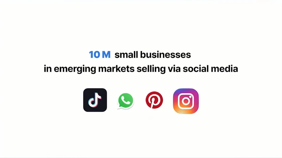 The slide uses logos of TikTok, WhatsApp, Pinterest, and Instagram to illustrate the social media channels mentioned.