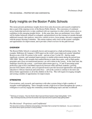April 2015 Preliminary Draft Early Insights On BPS