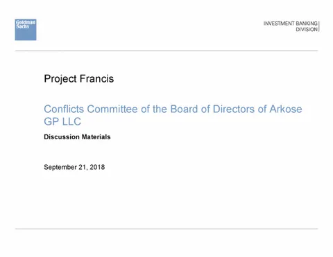 Goldman Sachs | Investment Banking Pitch Book | 7 slides