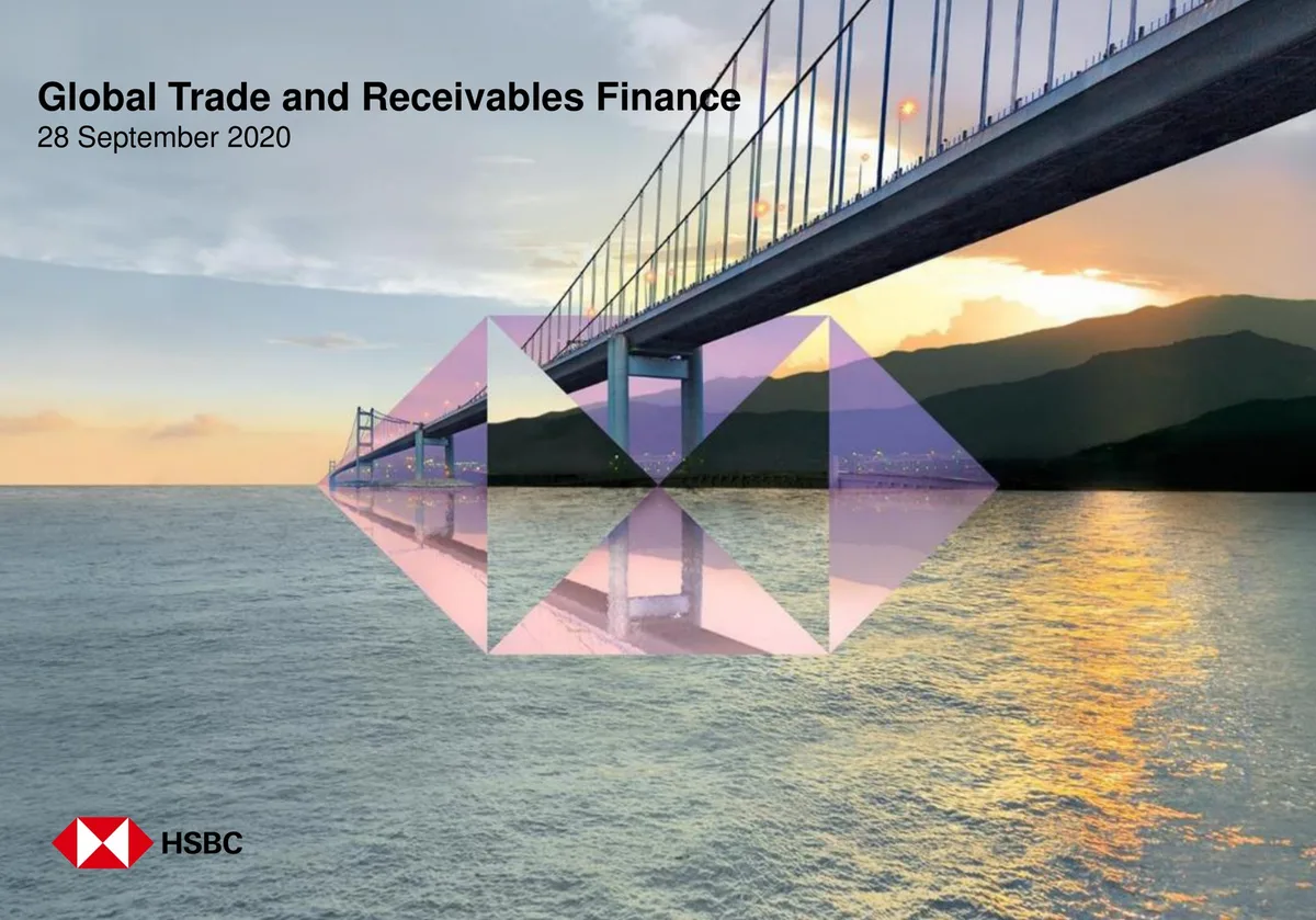 Features the HSBC logo integrated into a landscape photograph of a bridge.