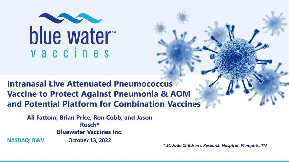 Blue Water Vaccines | Results Presentation Deck | 15 slides · slide 1