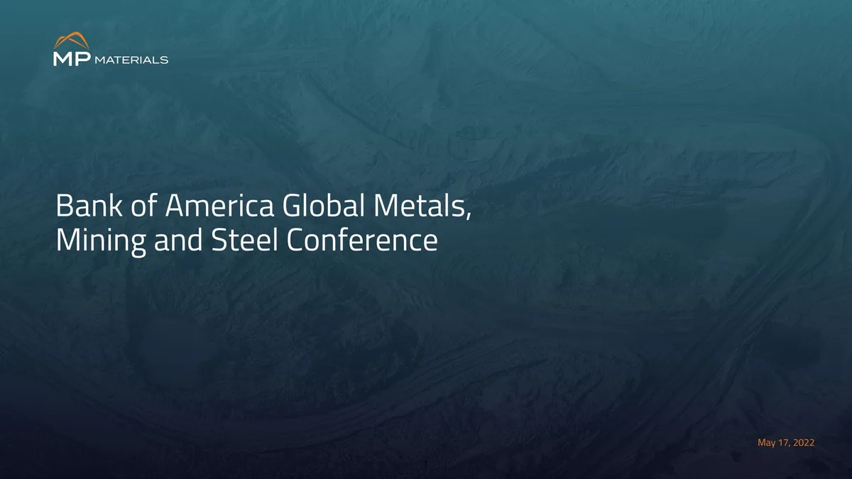 MP Materials | Investor Conference Presentation Deck | 26 slides · slide 1