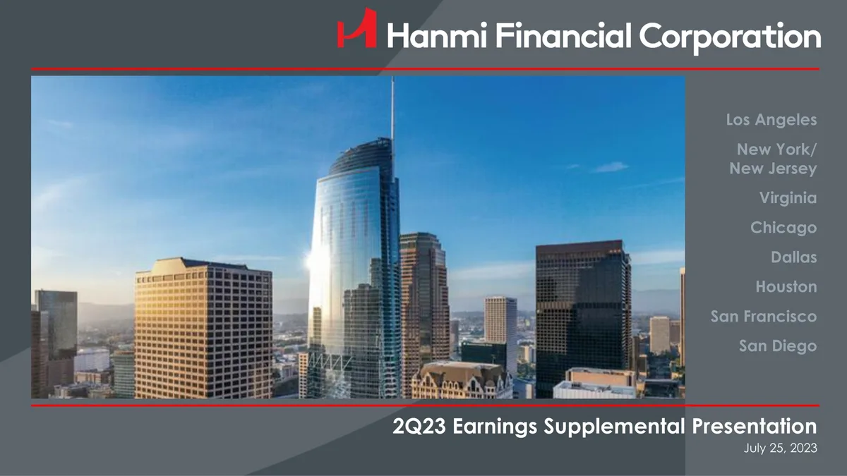 Hanmi Financial | Results Presentation Deck | 33 slides · slide 1
