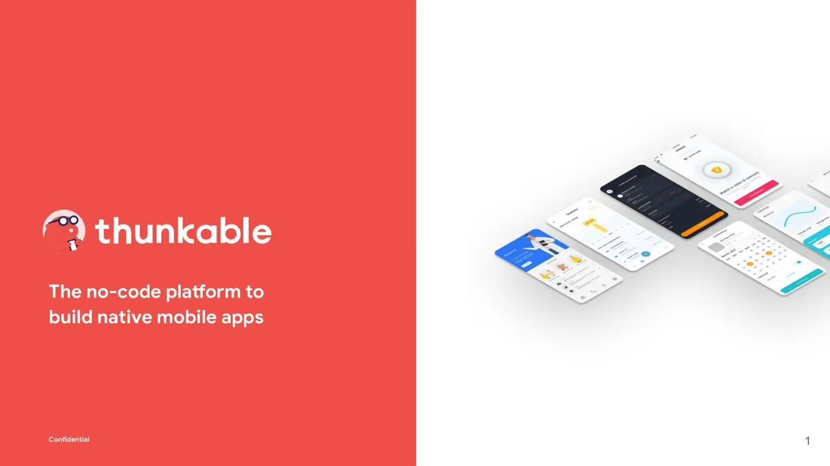 Check out the 10-page pitch deck this startup;; which lets creators make no-code apps;; used to raise $30 million in Series B funding · slide 1