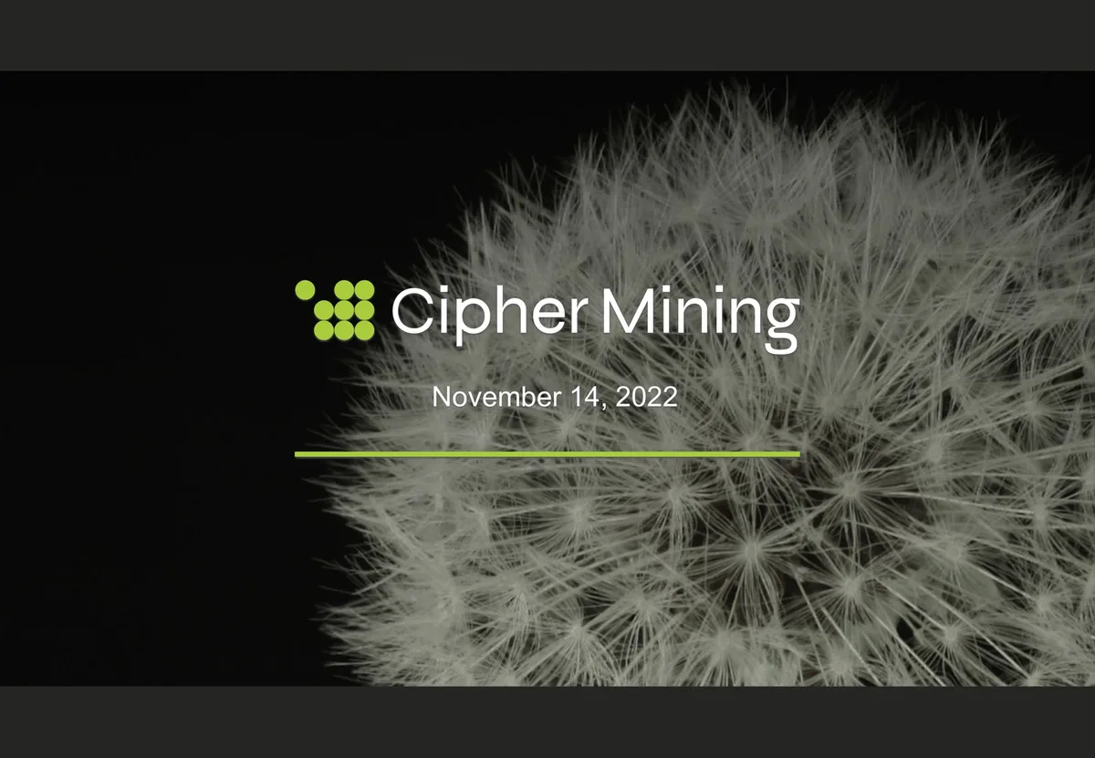 Cipher Mining | Investor Presentation Deck | 17 slides · slide 1