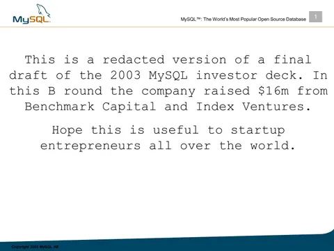 MYSQL Pitch Deck