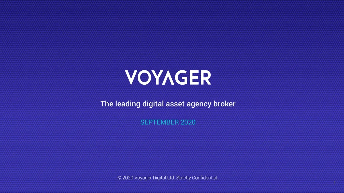 Voyager Digital | Investor Presentation Deck | 21 slides · slide 1