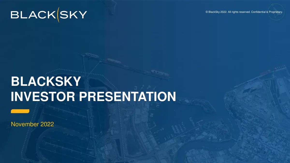 BlackSky | Investor Presentation Deck | 22 slides · slide 1
