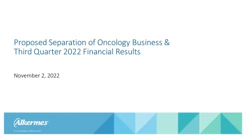 Alkermes | Results Presentation Deck | 22 slides