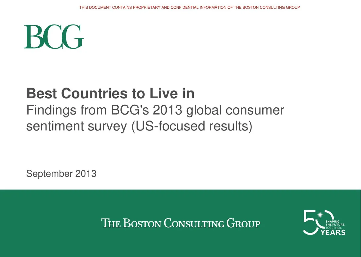 BCG Best Country To Live in Survey · slide 1