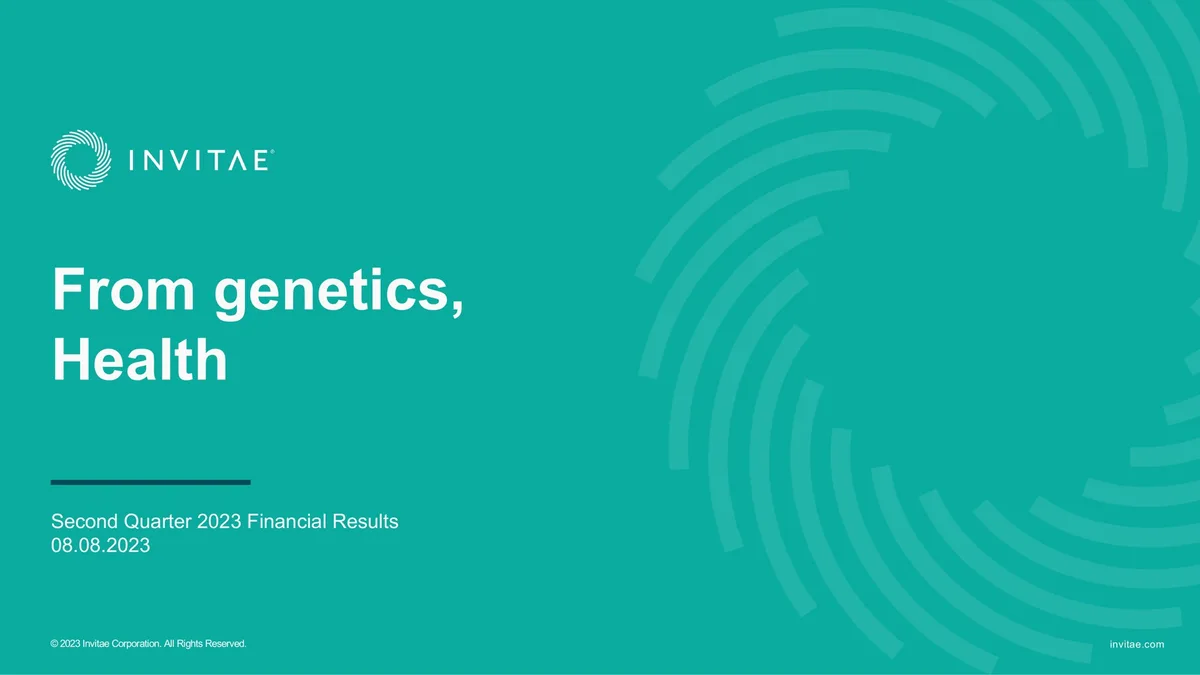 Invitae | Results Presentation Deck | 28 slides · slide 1