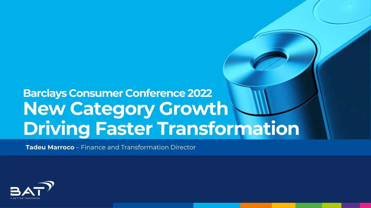 BAT | Investor Conference Presentation Deck | 8 slides · slide 1