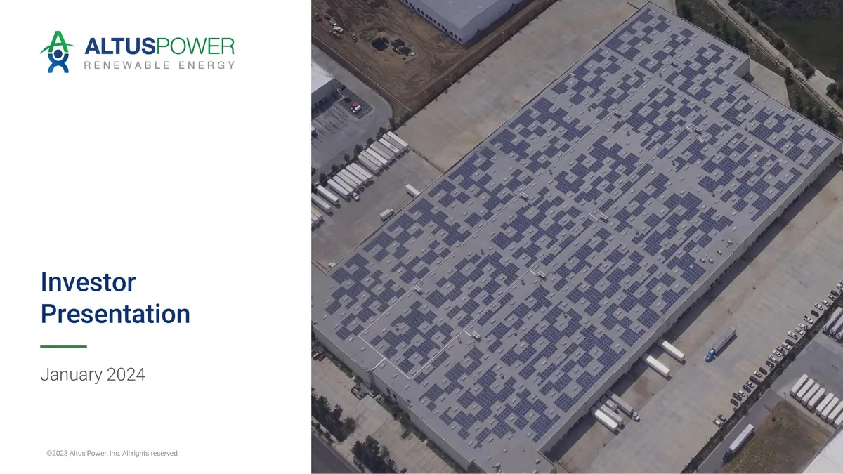 Altus Power | Investor Presentation Deck | 19 slides · slide 1
