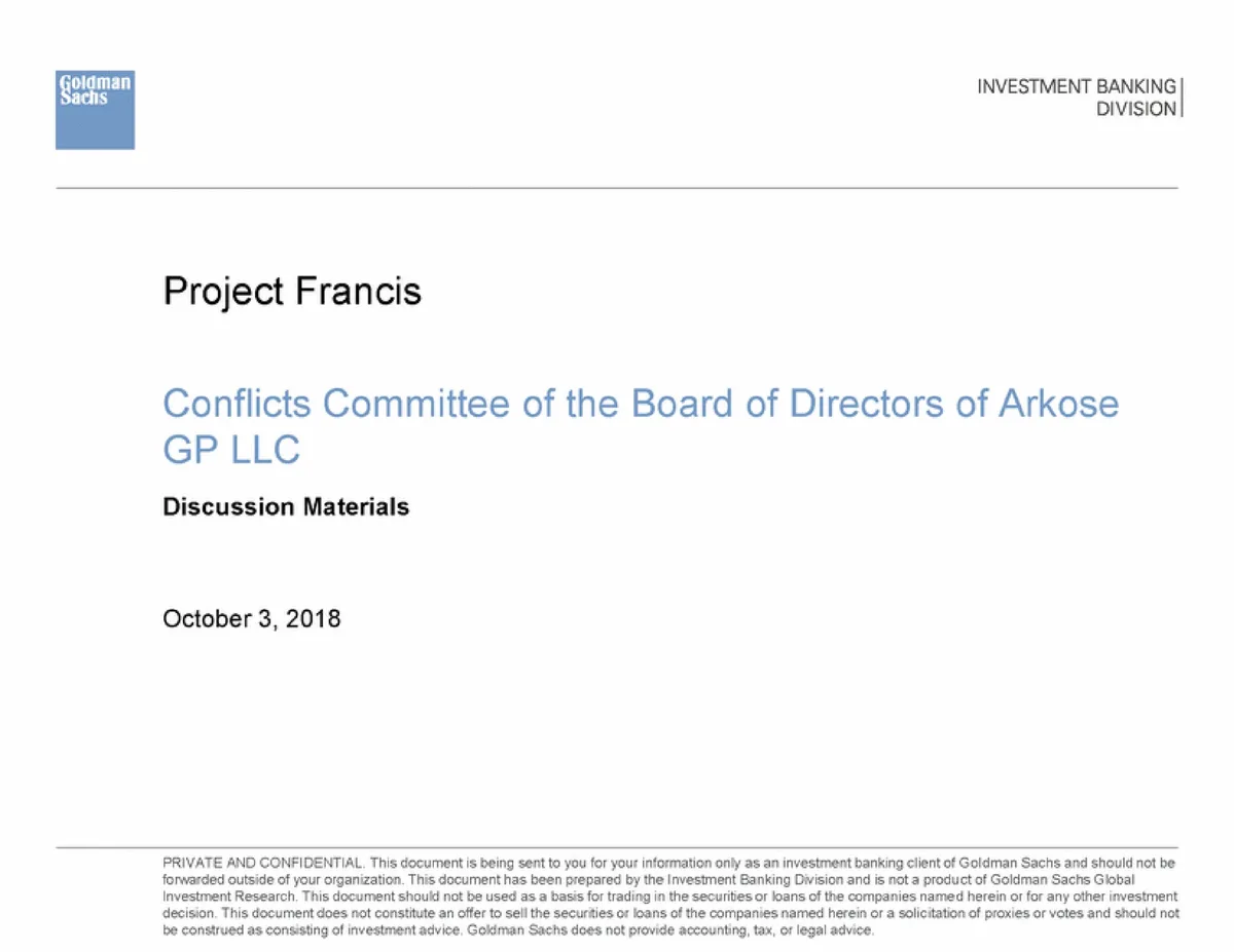 Goldman Sachs | Investment Banking Pitch Book | 6 slides · slide 1