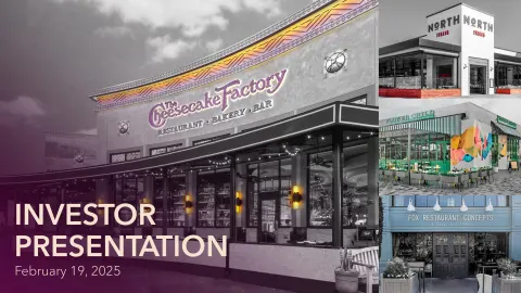 Cheesecake Factory | Investor Presentation Deck | 36 slides