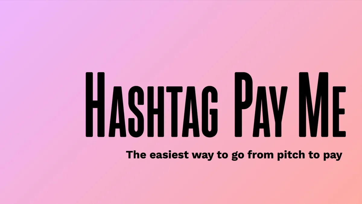 Pitch deck from Hashtag Pay Me, a startup helping creators price deals · slide 1