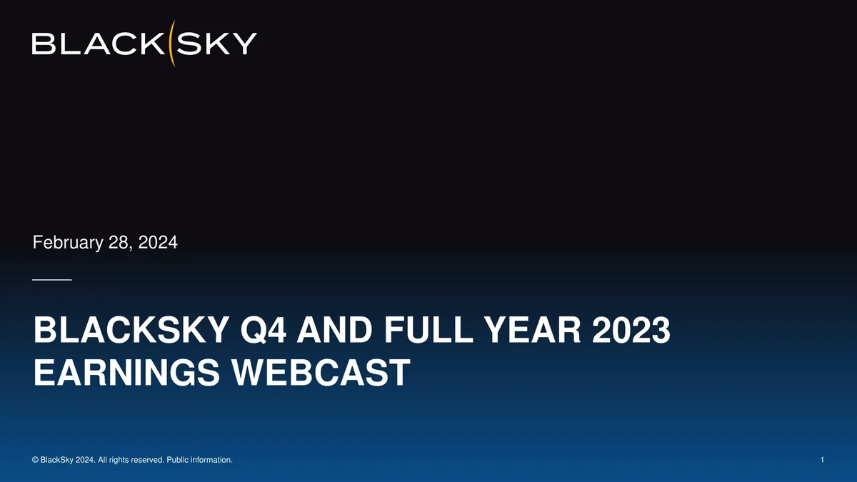 BlackSky | Results Presentation Deck | 23 slides · slide 1