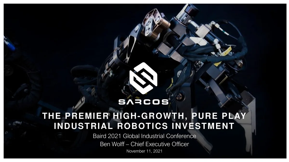 Sarcos | SPAC Presentation Deck | 21 slides · slide 1