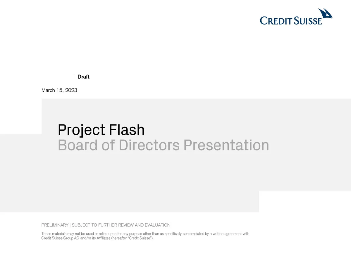 Credit Suisse | Investment Banking Pitch Book | 21 slides · slide 1