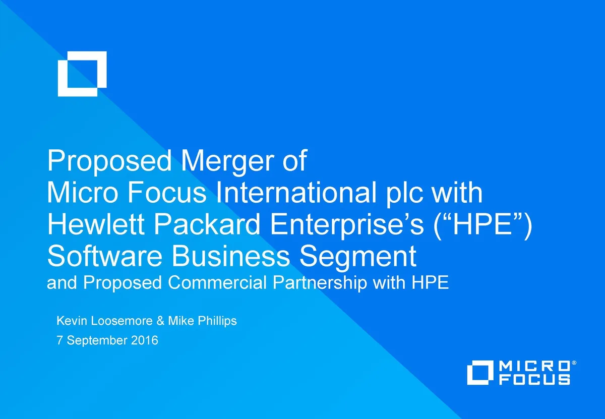 Micro Focus | Mergers and Acquisitions Presentation Deck | 29 slides · slide 1
