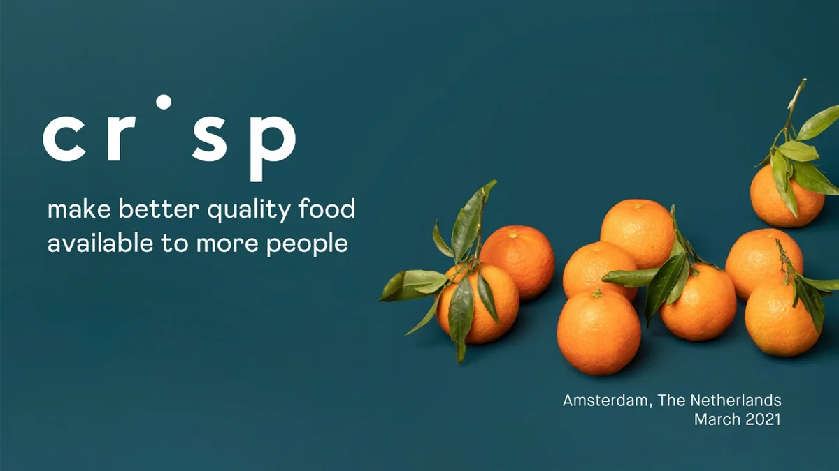 Here's an exclusive look at the pitch deck delivery startup Crisp used to raise $36 million amid a huge investor rush into grocery · slide 1