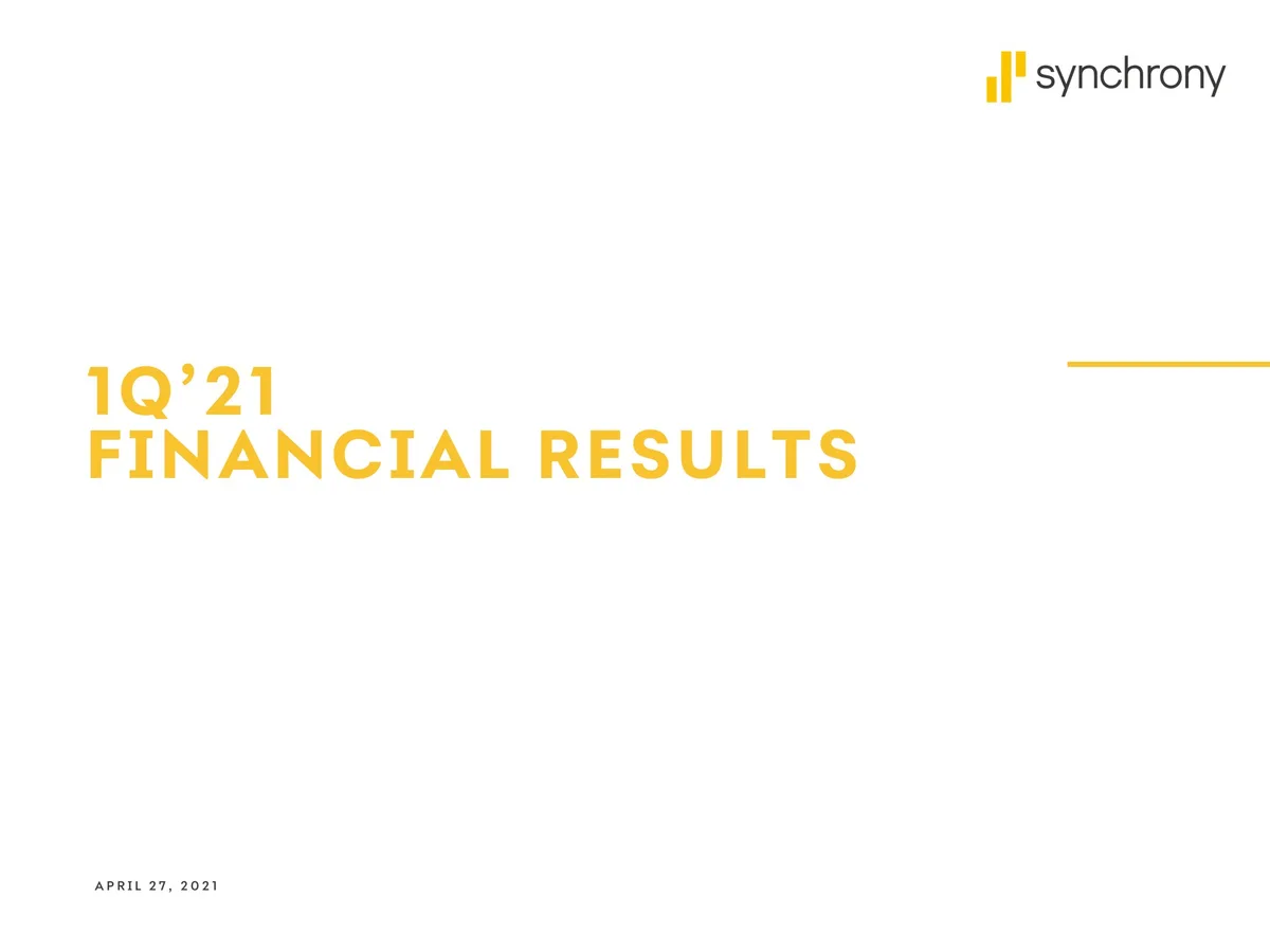 Synchrony Financial | Results Presentation Deck | 18 slides · slide 1