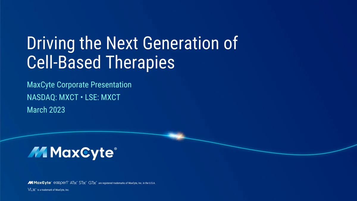 MaxCyte | Investor Presentation Deck | 17 slides · slide 1