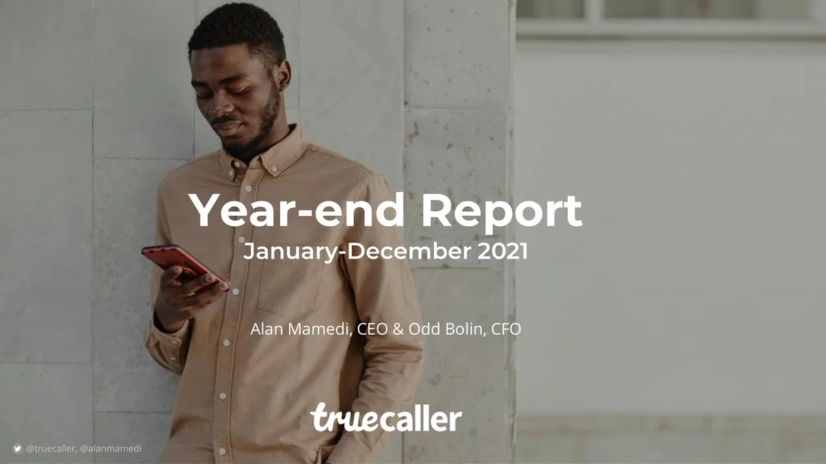 Truecaller | Results Presentation Deck | 33 slides · slide 1