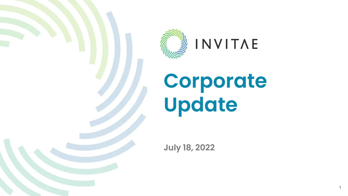 Invitae | Investor Presentation Deck | 18 slides · slide 1