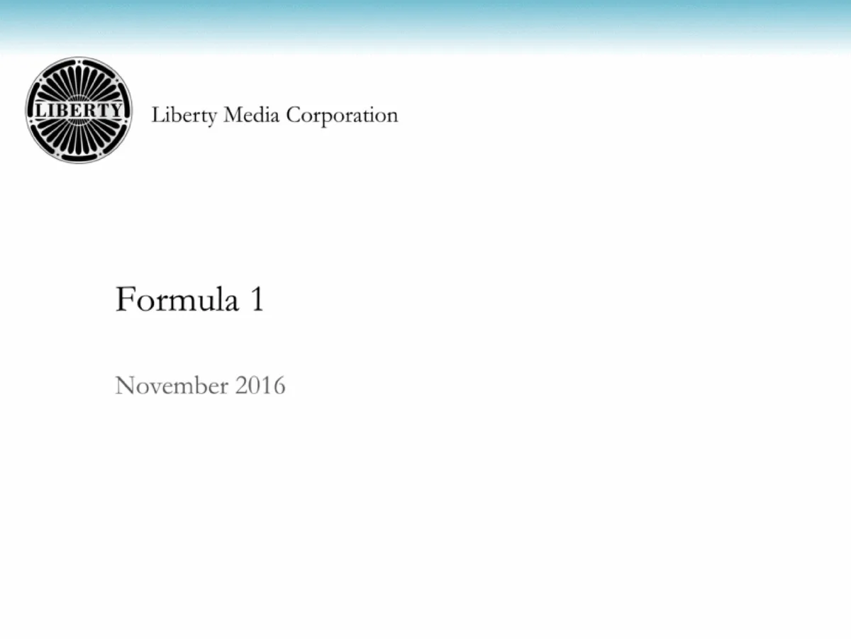 Liberty Media | Investor Presentation Deck | 29 slides · slide 1