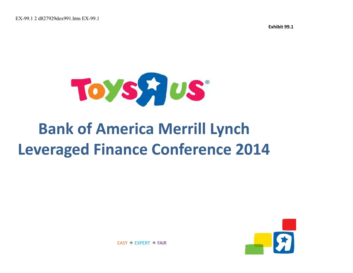 Toys R Us | Investor Conference Presentation Deck | 15 slides · slide 1