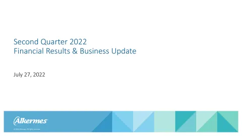 Alkermes | Results Presentation Deck | 15 slides