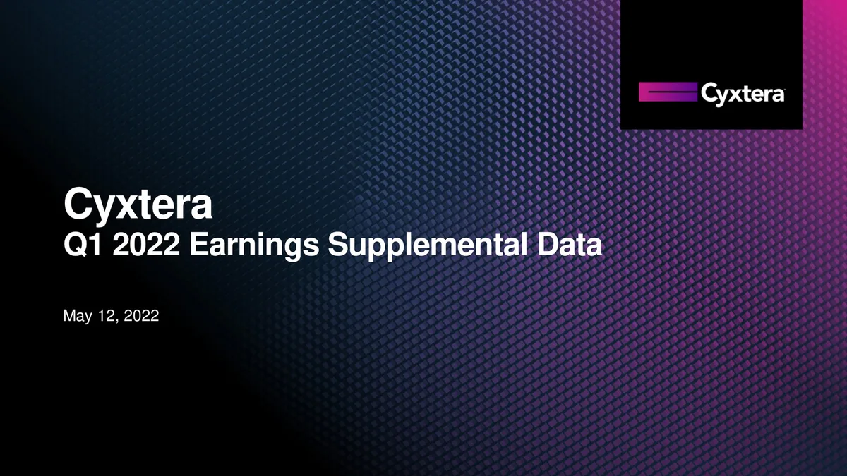 Cyxtera | Results Presentation Deck | 22 slides · slide 1