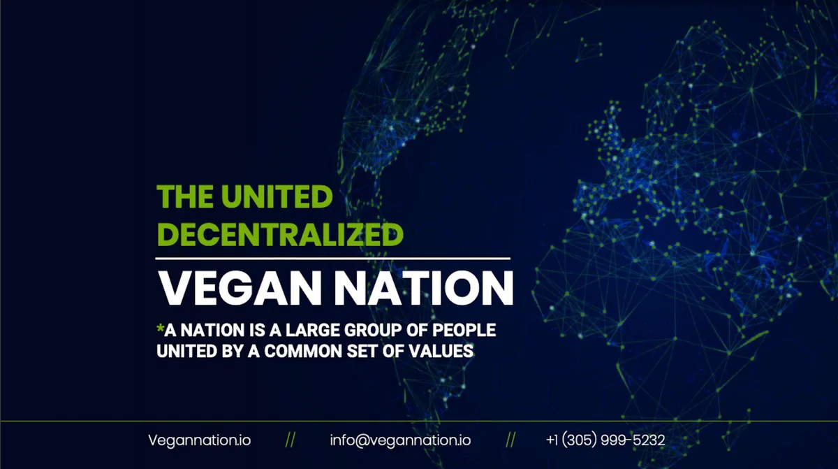The slide uses a digital network map to emphasize the 'decentralized' aspect of the vision.