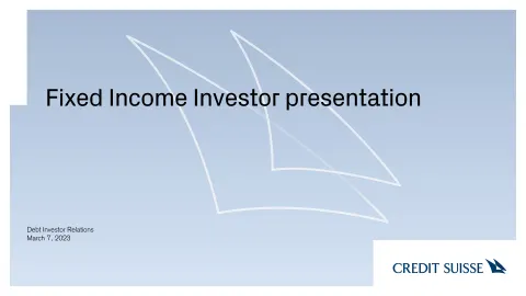Credit Suisse | Credit Presentation Deck | 20 slides