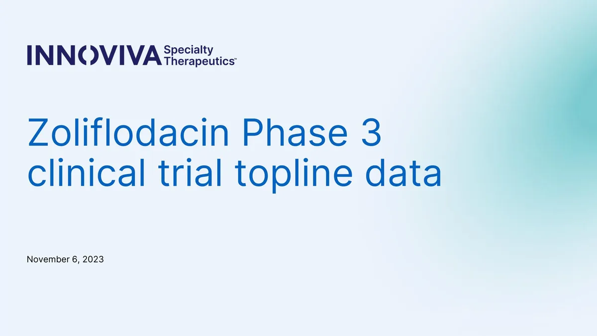 Innoviva | Results Presentation Deck | 7 slides · slide 1