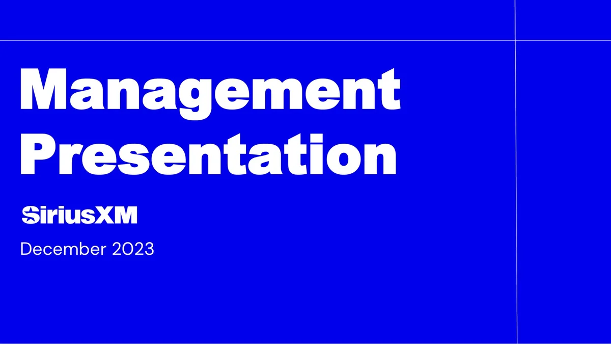 SiriusXM | Investor Presentation Deck | 20 slides · slide 1