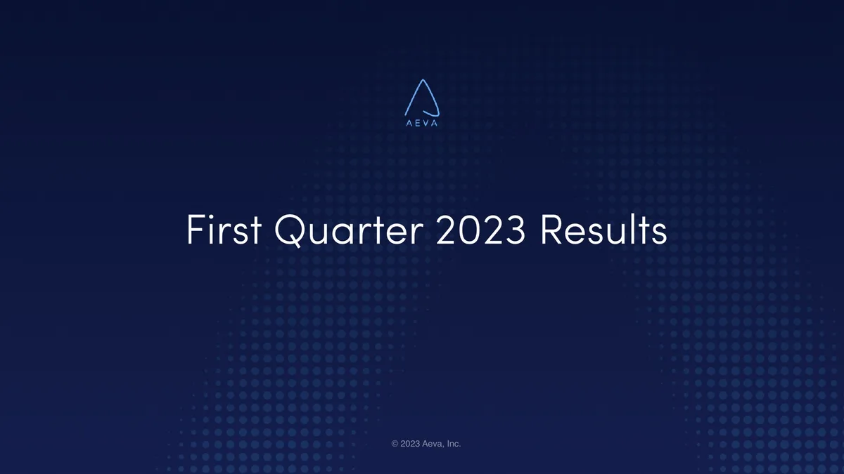 Aeva | Results Presentation Deck | 11 slides · slide 1