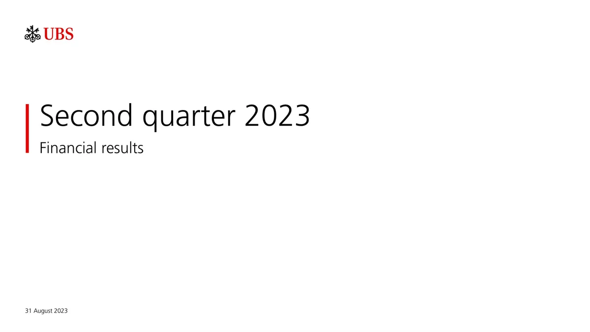 UBS | Results Presentation Deck | 41 slides · slide 1