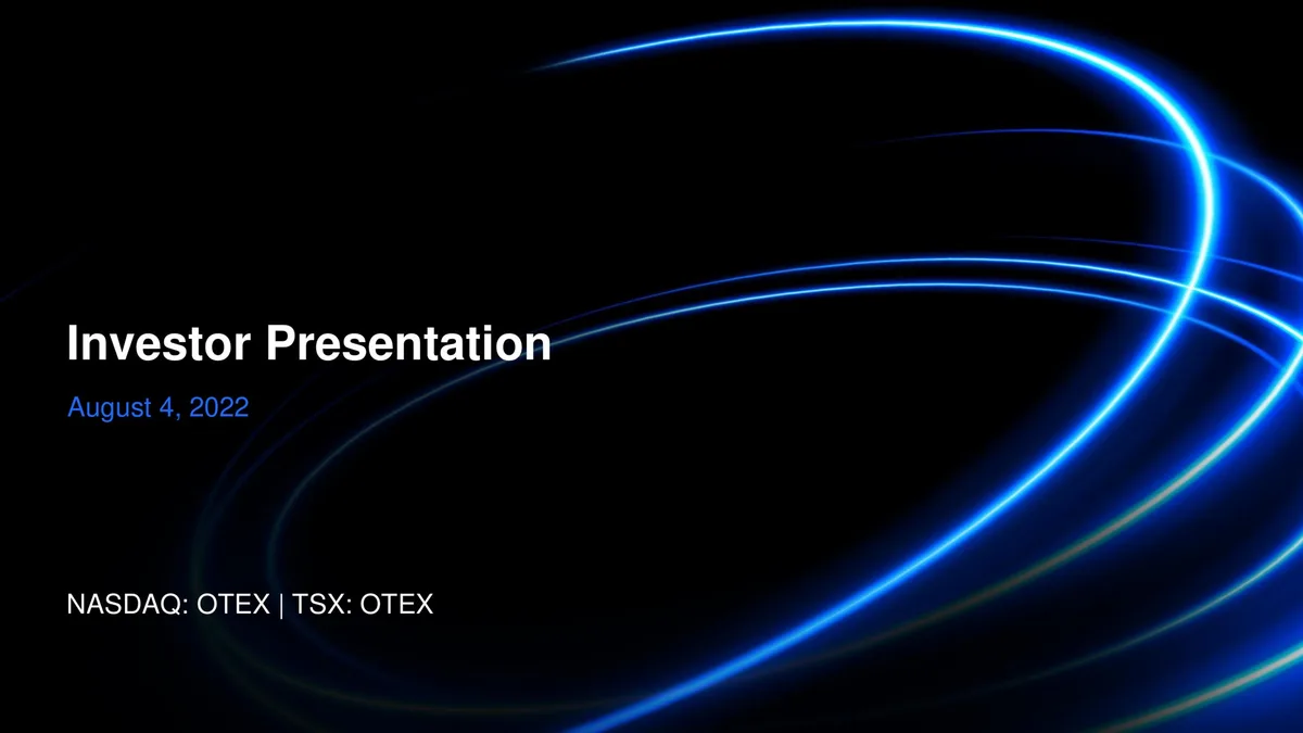OpenText | Investor Presentation Deck | 56 slides · slide 1