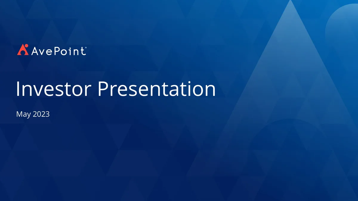 AvePoint | Investor Presentation Deck | 30 slides · slide 1